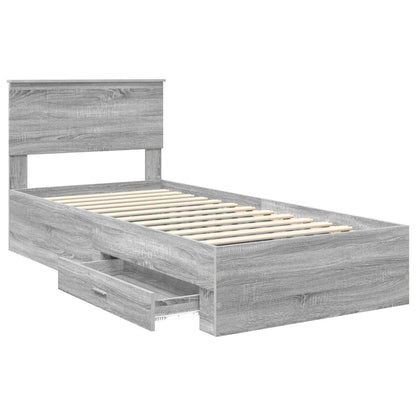 Struttura del letto con cassetto Sonoma grigio 90 x 190 cm | homemem39