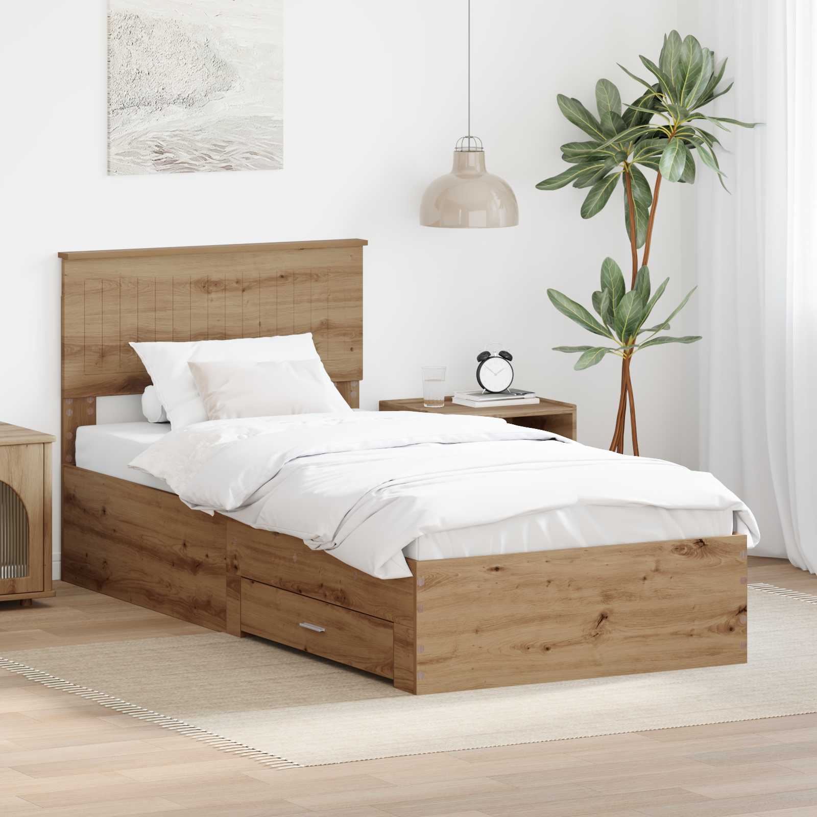 Struttura del letto con cassetto Rovere Artigianale 90 x 190 cm | homemem39