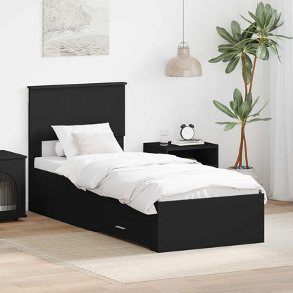 Struttura del letto con cassetto Nero e Argento 75 x 190 cm | homemem39