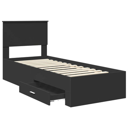 Struttura del letto con cassetto Nero e Argento 75 x 190 cm | homemem39