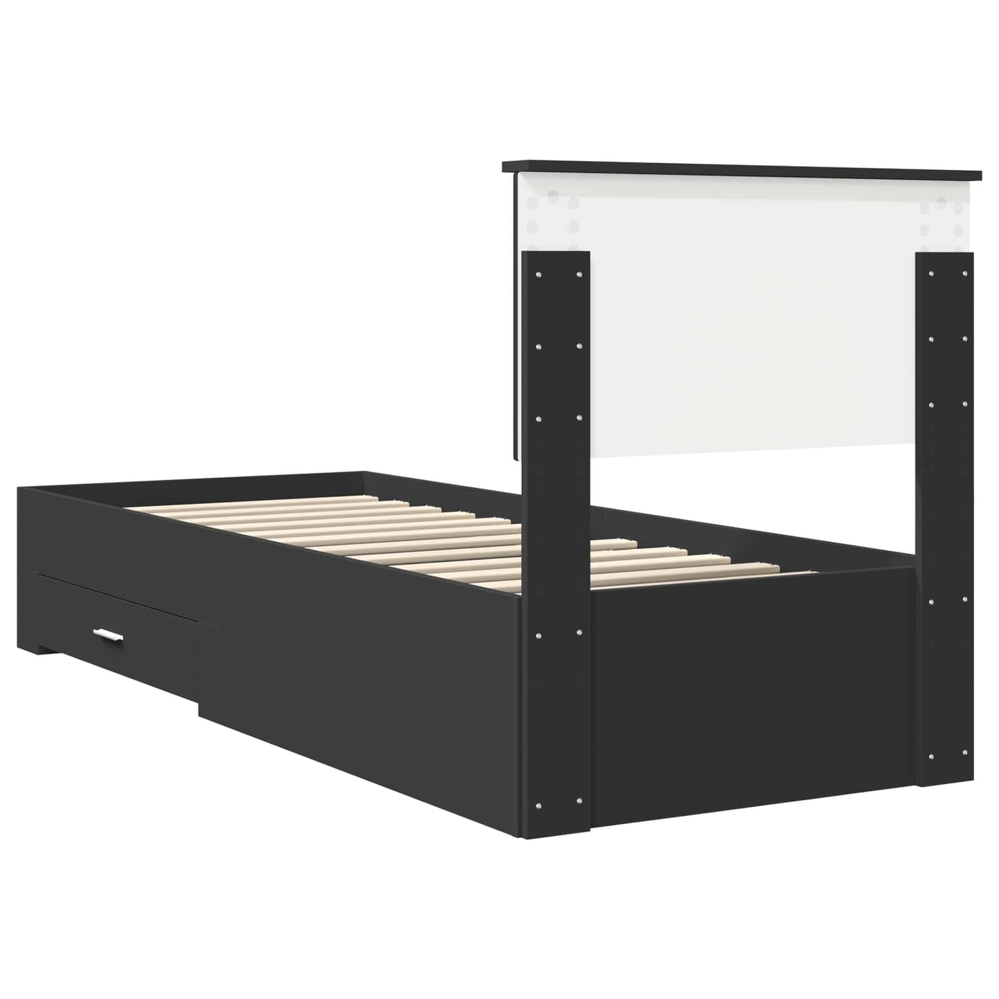 Struttura del letto con cassetto Nero e Argento 75 x 190 cm | homemem39