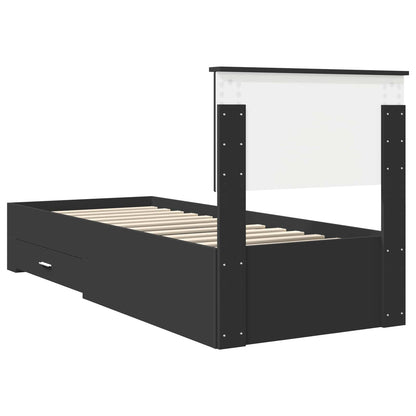 Struttura del letto con cassetto Nero e Argento 75 x 190 cm | homemem39