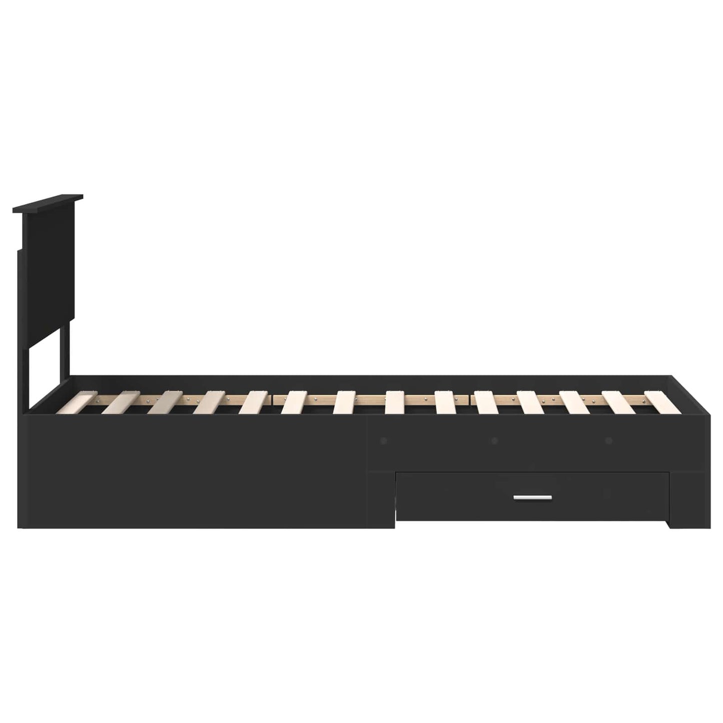 Struttura del letto con cassetto Nero e Argento 75 x 190 cm | homemem39