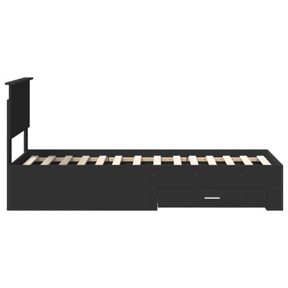 Struttura del letto con cassetto Nero e Argento 75 x 190 cm | homemem39
