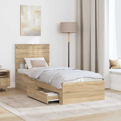 Struttura del letto Rovere Sonoma e Argento 75 x 190 cm | homemem39