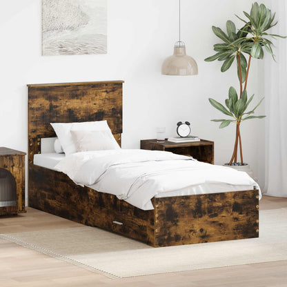 Struttura del letto Rovere Affumicato e Argento 75 x 190 cm | homemem39
