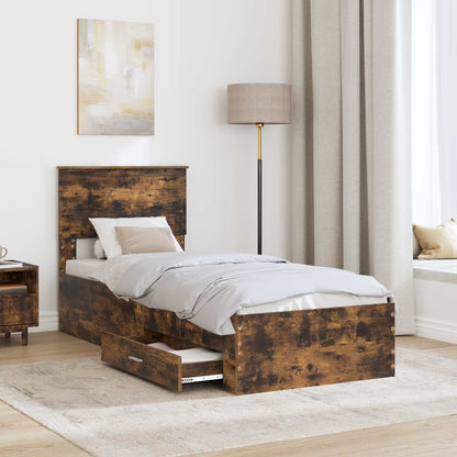 Struttura del letto Rovere Affumicato e Argento 75 x 190 cm | homemem39