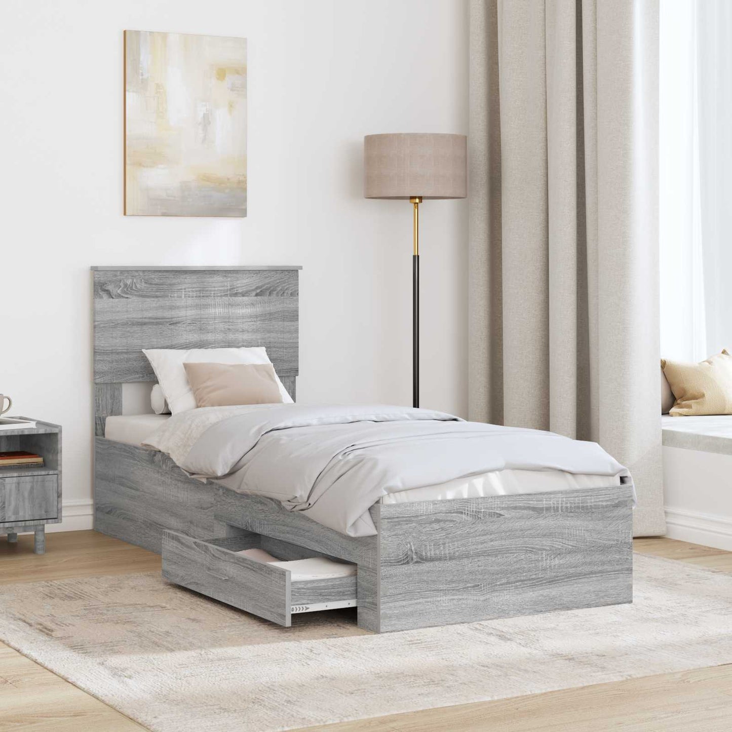 Struttura del letto Grigio Sonoma e Argento 75 x 190 cm | homemem39