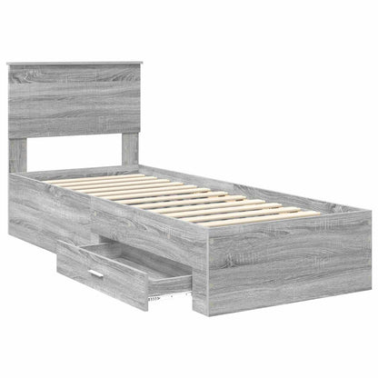 Struttura del letto Grigio Sonoma e Argento 75 x 190 cm | homemem39
