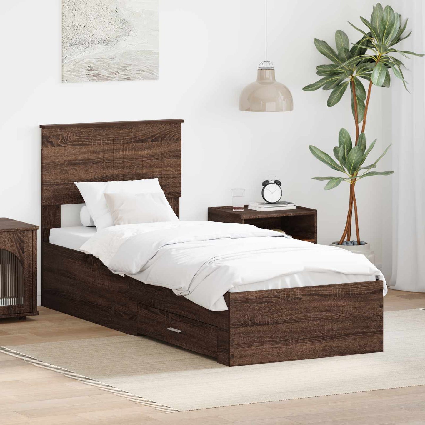Struttura del letto Rovere Marrone e Argento 75 x 190 cm | homemem39