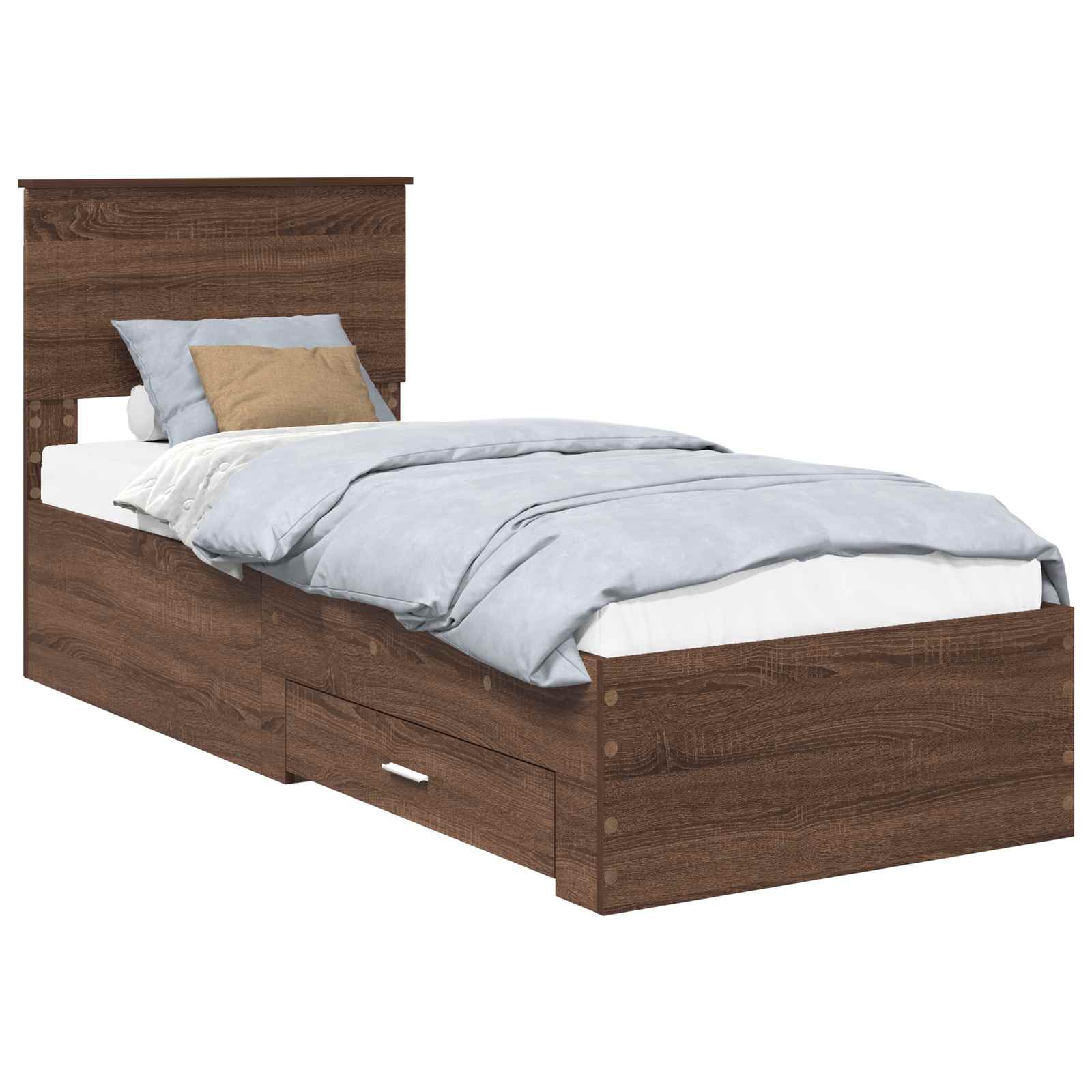 Struttura del letto Rovere Marrone e Argento 75 x 190 cm | homemem39