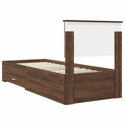 Struttura del letto Rovere Marrone e Argento 75 x 190 cm | homemem39