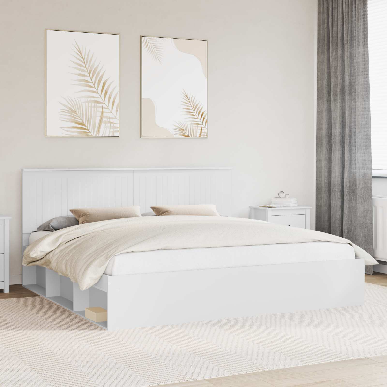 Struttura del letto Bianco 200 x 200 cm Pino massello | homemem39