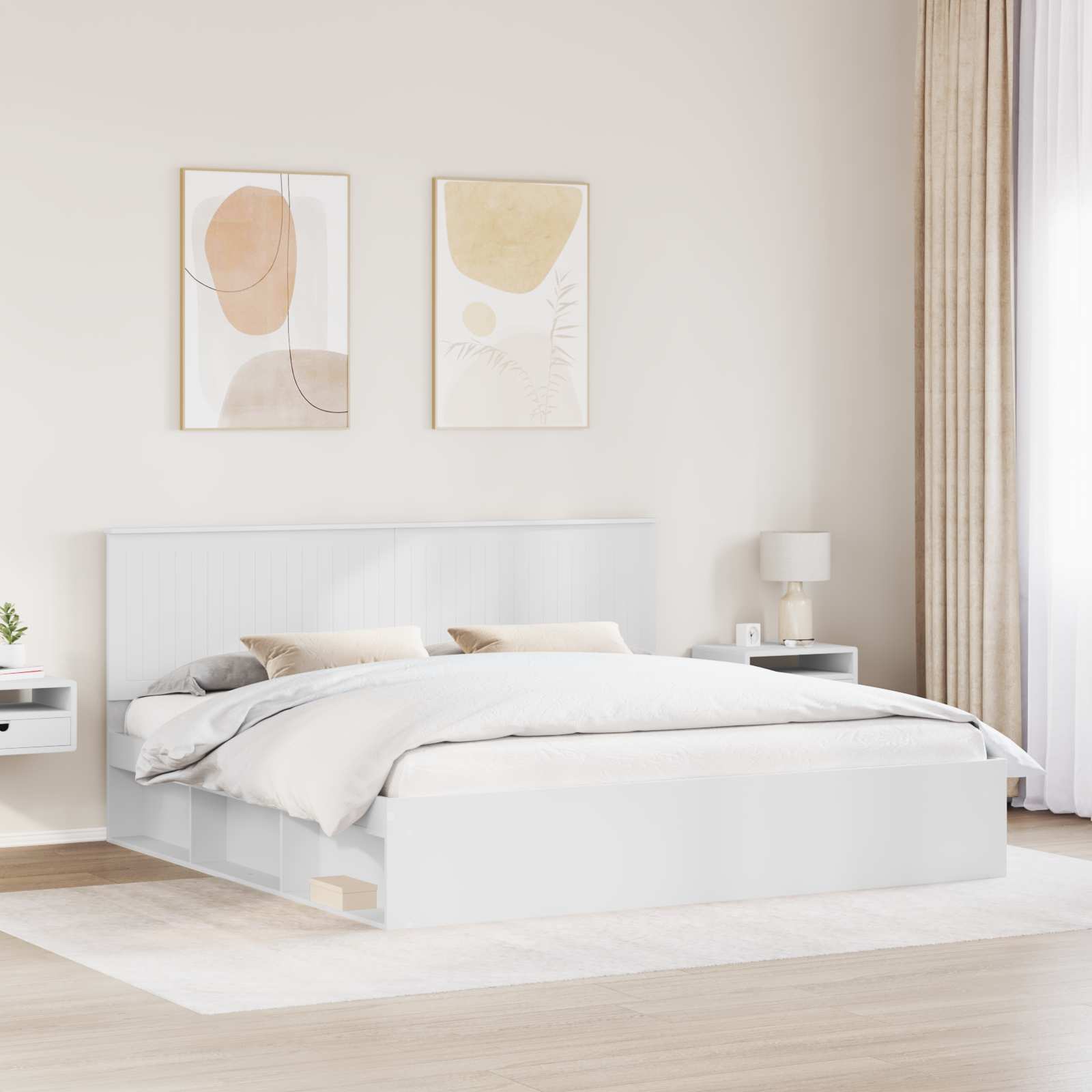 Struttura del letto Bianco 200 x 200 cm Pino massello | homemem39