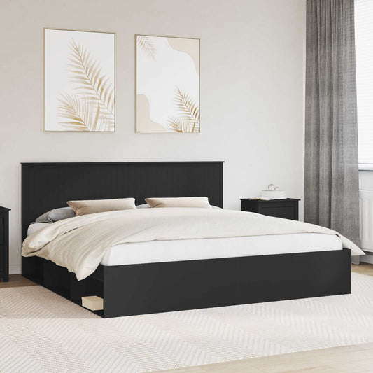 Struttura del letto Nero 200 x 200 cm Pino massello | homemem39