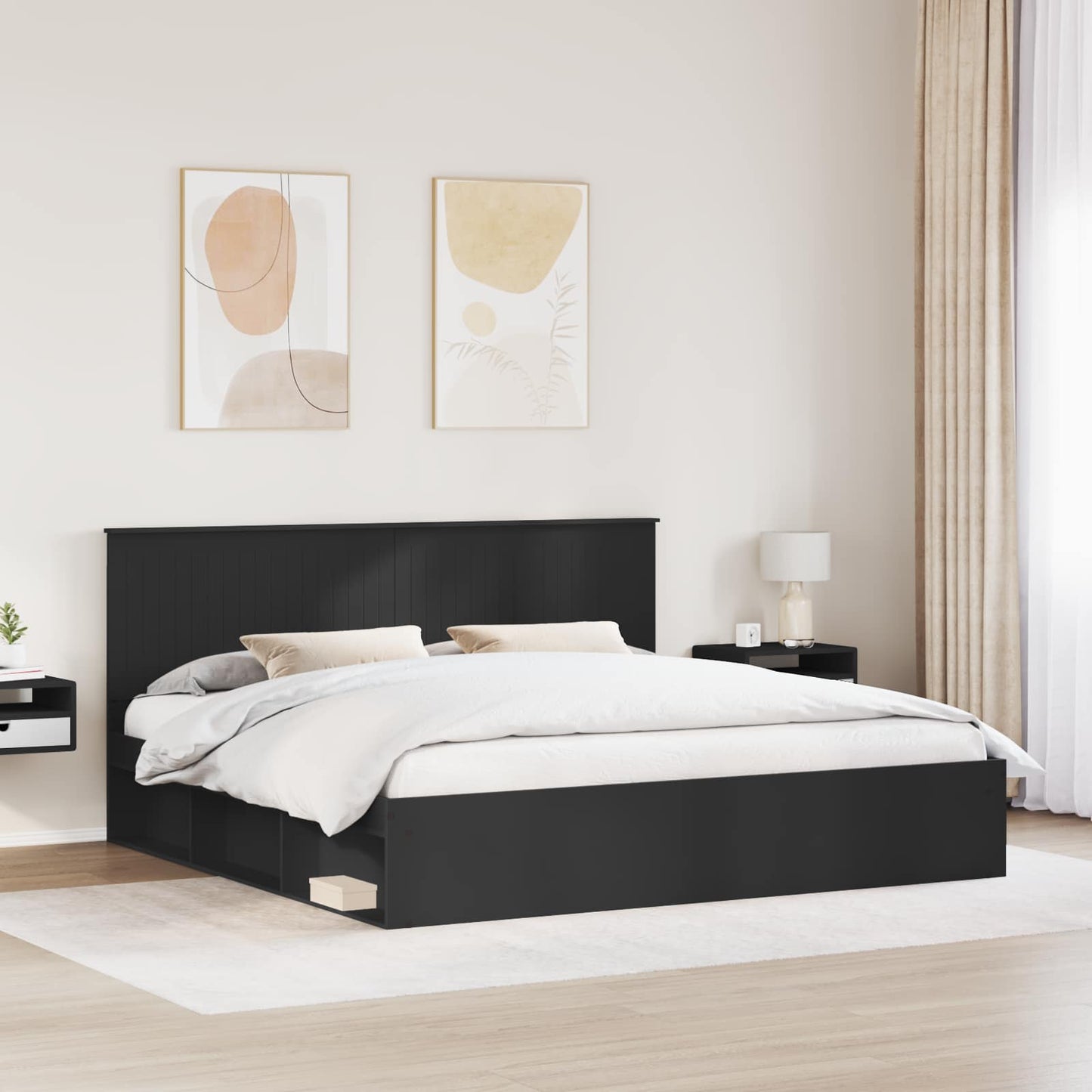 Struttura del letto Nero 200 x 200 cm Pino massello | homemem39