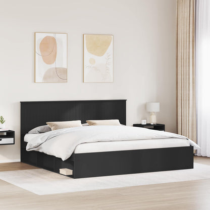 Struttura del letto Nero 200 x 200 cm Pino massello | homemem39