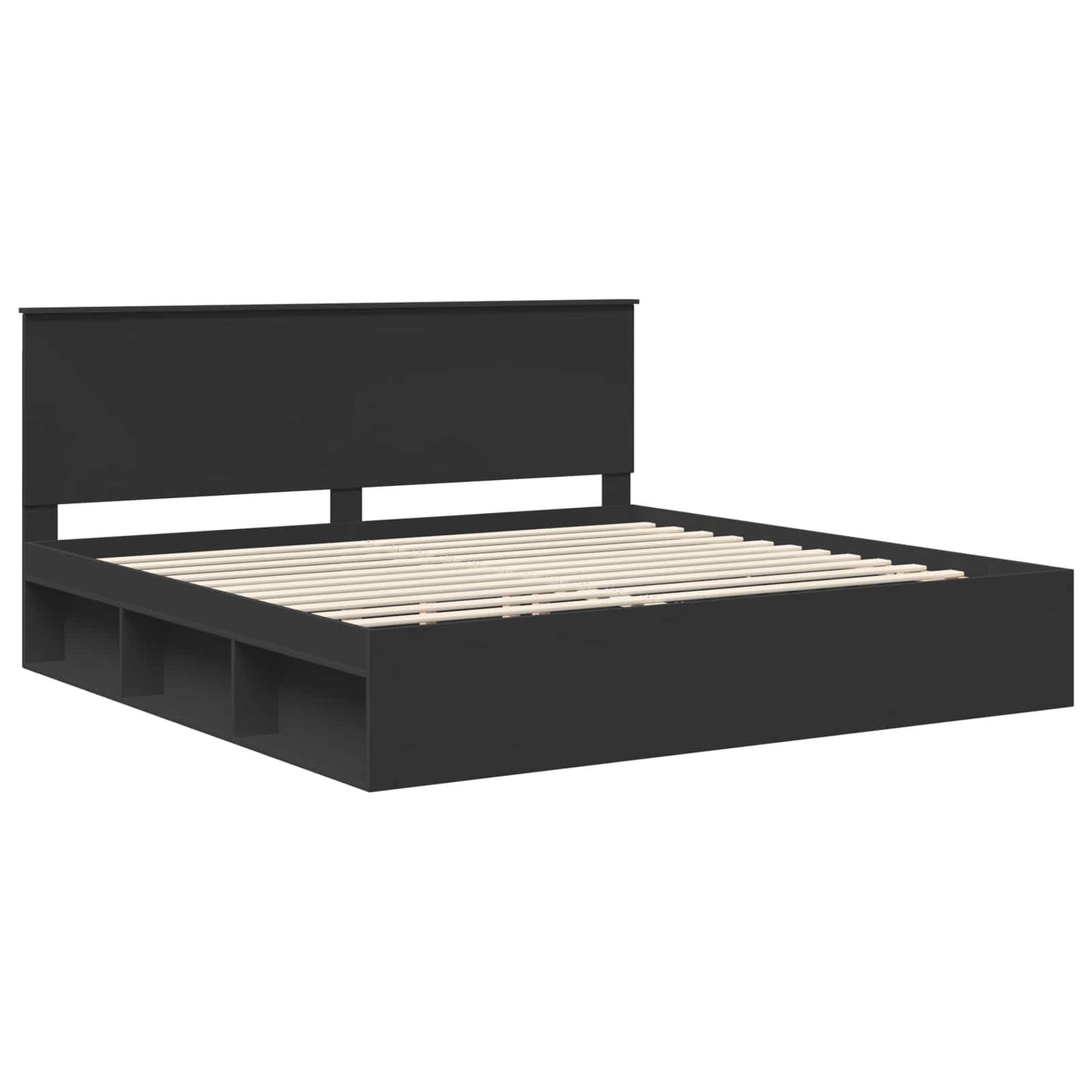 Struttura del letto Nero 200 x 200 cm Pino massello | homemem39