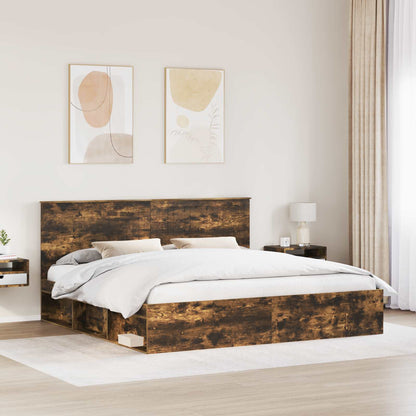 Struttura del letto Rovere fumé 200 x 200 cm Pino massello | homemem39