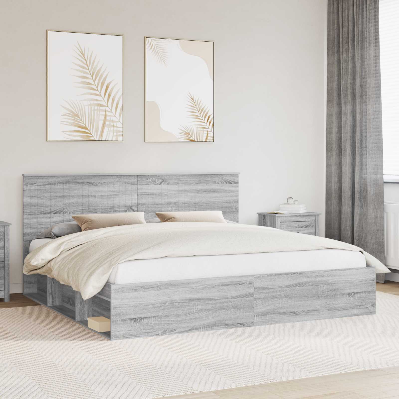 Struttura del letto Grigio Sonoma 200 x 200 cm Pino massello | homemem39