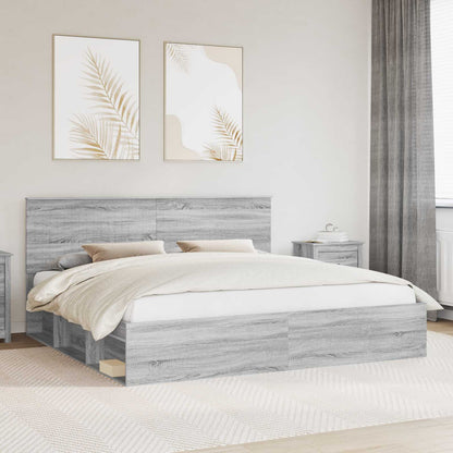 Struttura del letto Grigio Sonoma 200 x 200 cm Pino massello | homemem39