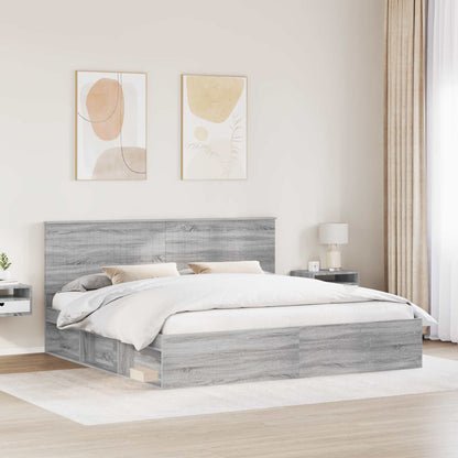 Struttura del letto Grigio Sonoma 200 x 200 cm Pino massello | homemem39