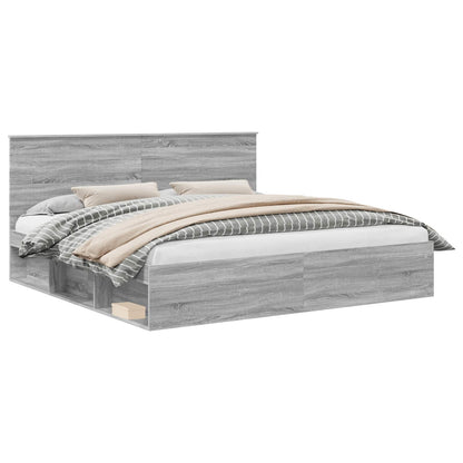 Struttura del letto Grigio Sonoma 200 x 200 cm Pino massello | homemem39