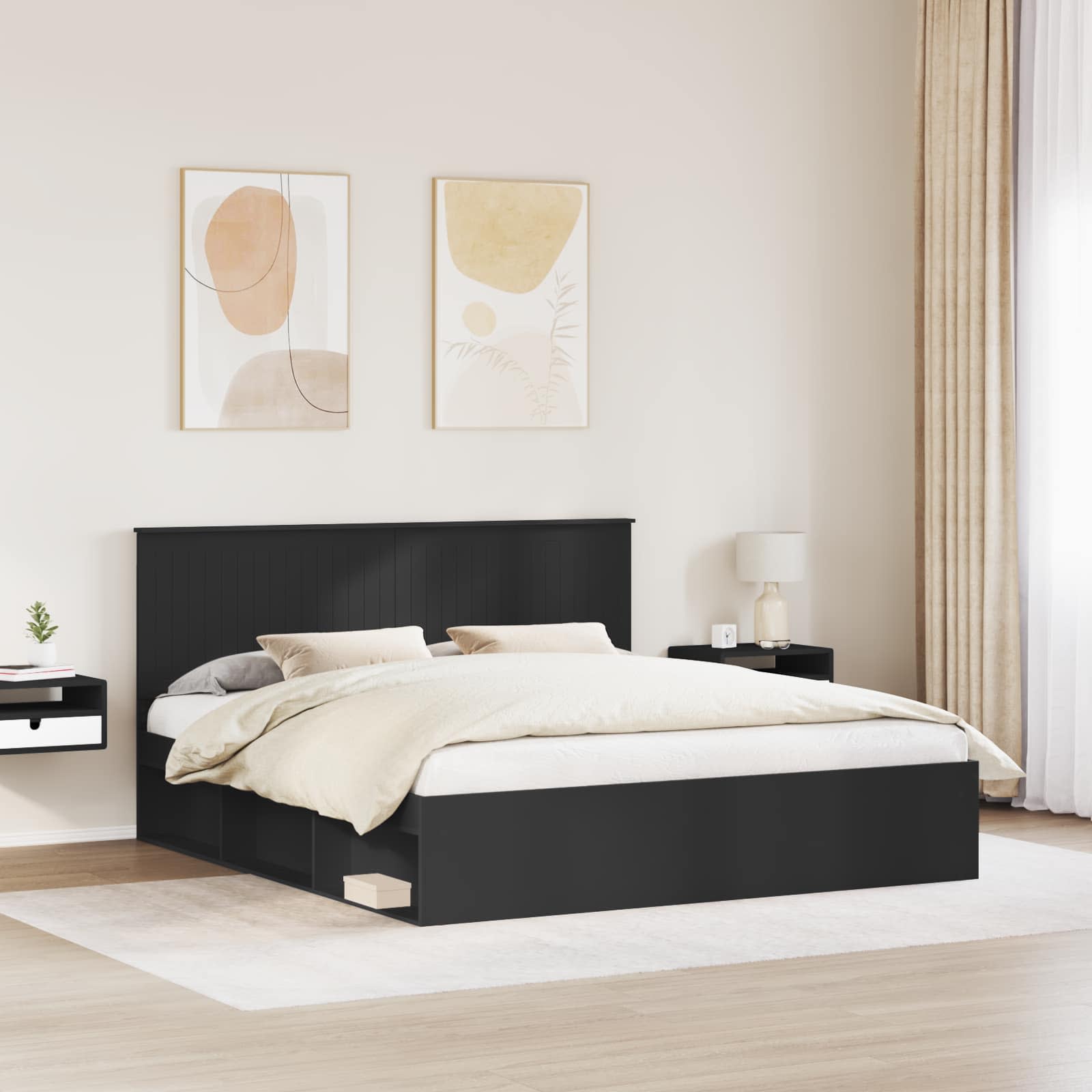 Struttura del letto Nero 180 x 200 cm Pino massello | homemem39