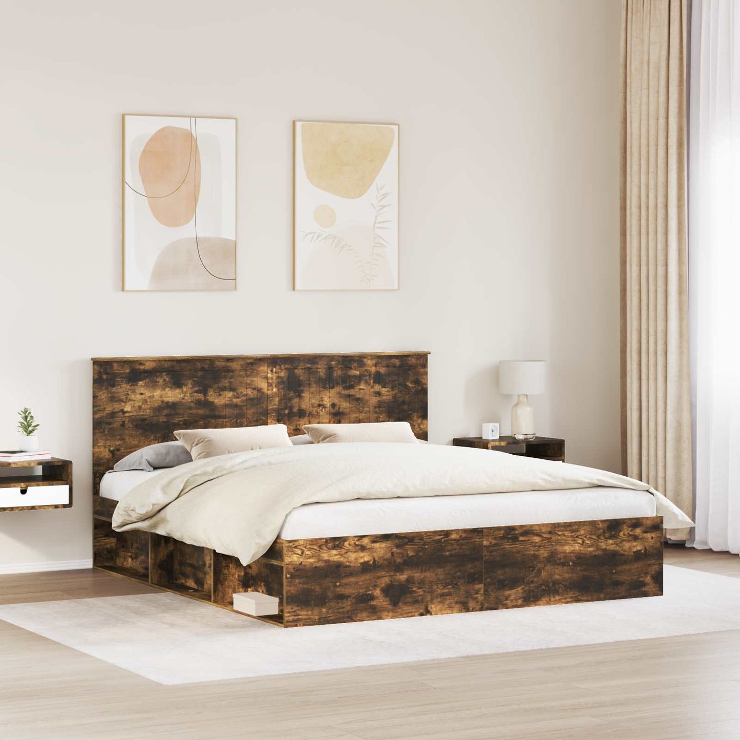 Struttura del letto Rovere fumé 180 x 200 cm Pino massello | homemem39