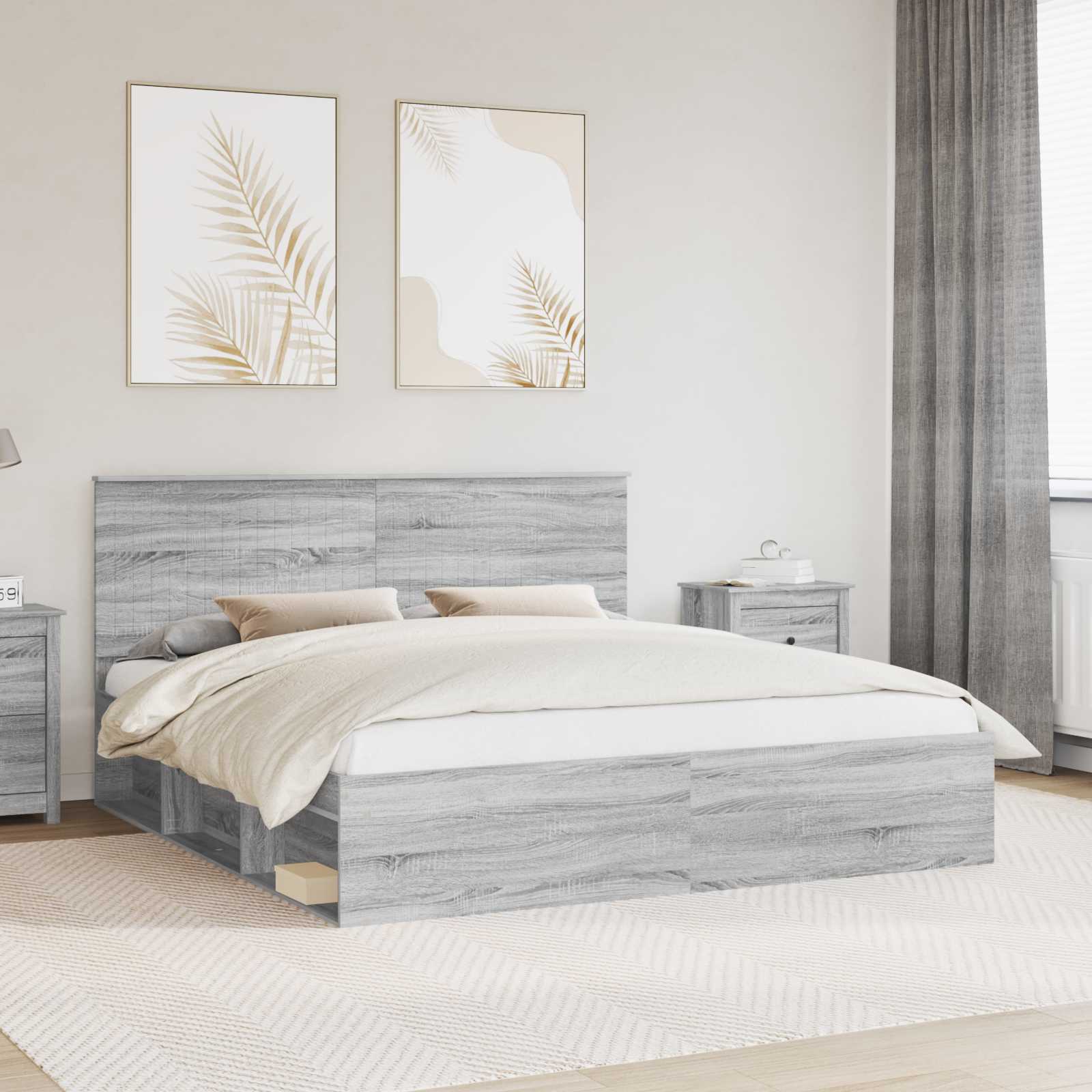 Struttura del letto Grigio Sonoma 180 x 200 cm Pino massello | homemem39