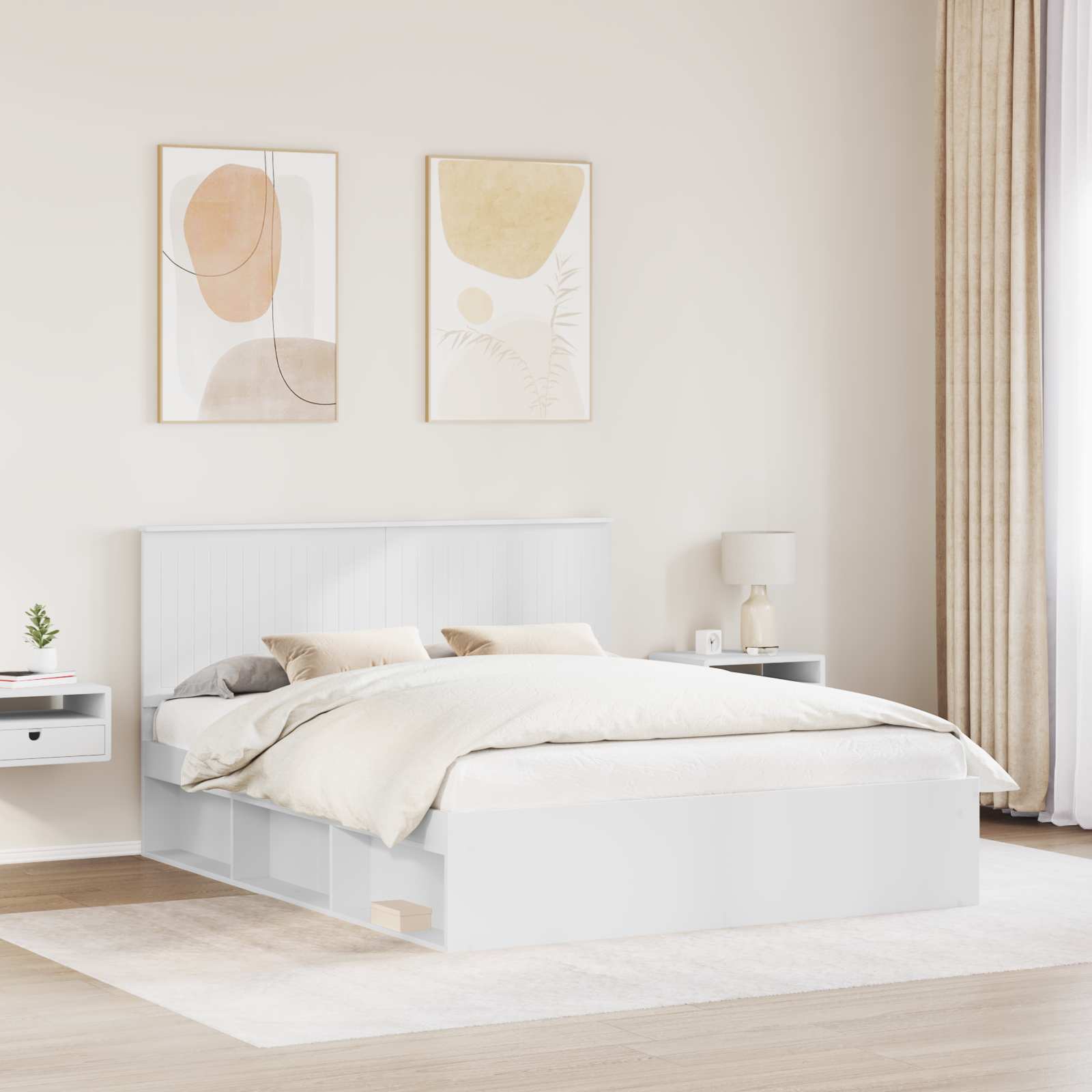 Struttura del letto Bianco 160 x 200 cm Pino massello | homemem39