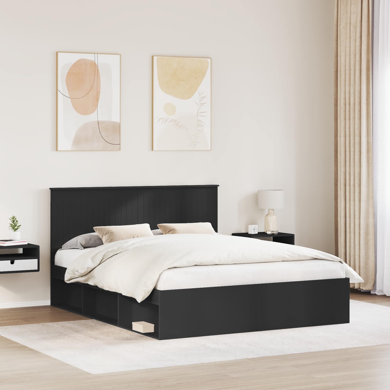 Struttura del letto Nero 160 x 200 cm Pino massello | homemem39