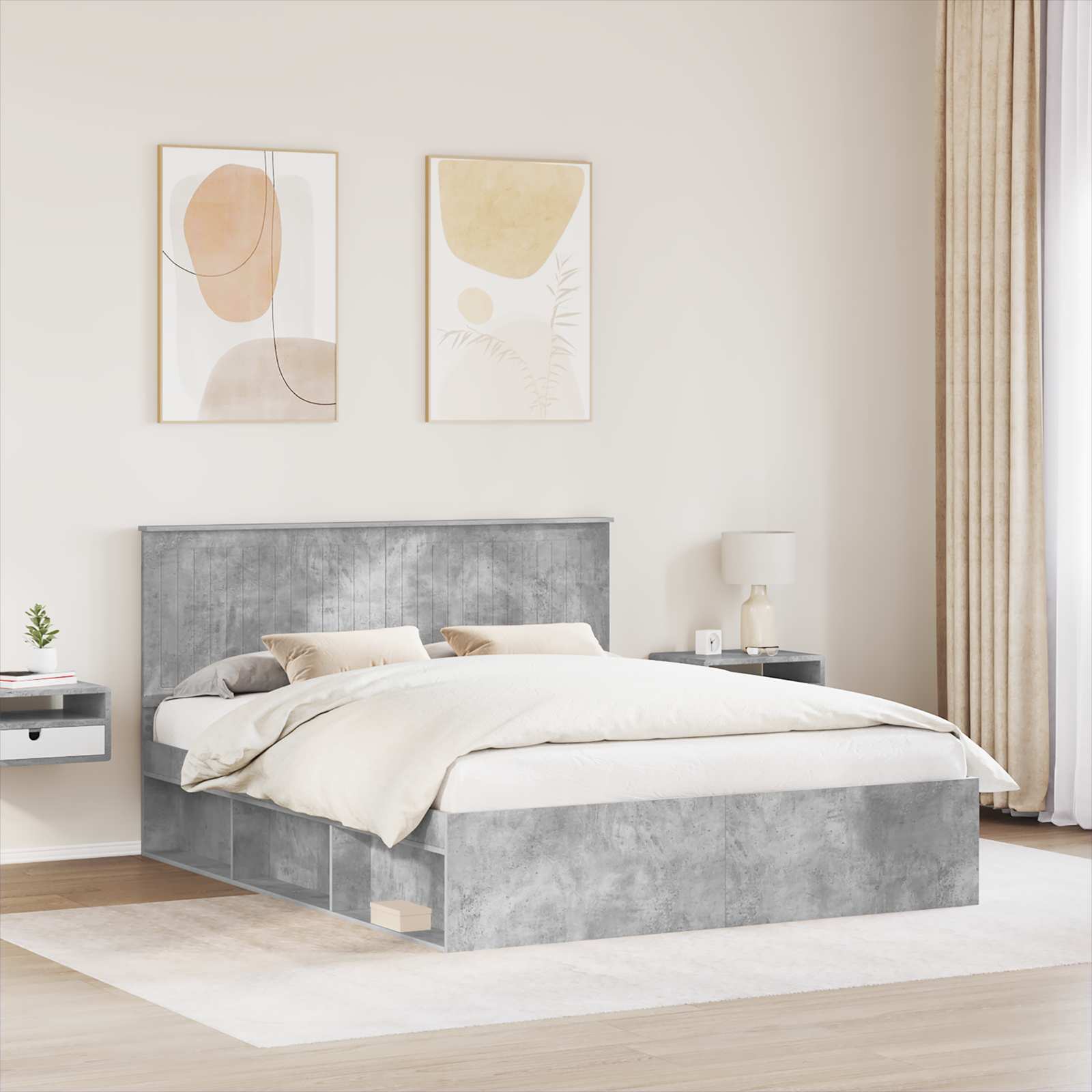 Struttura del letto Calcestruzzo 160 x 200 cm Pino massello | homemem39