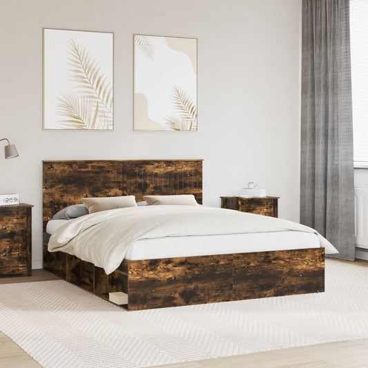Struttura del letto Rovere fumé 160 x 200 cm Pino massello