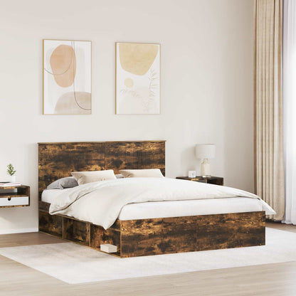 Struttura del letto Rovere fumé 160 x 200 cm Pino massello | homemem39