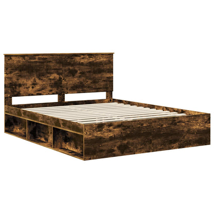 Struttura del letto Rovere fumé 160 x 200 cm Pino massello | homemem39