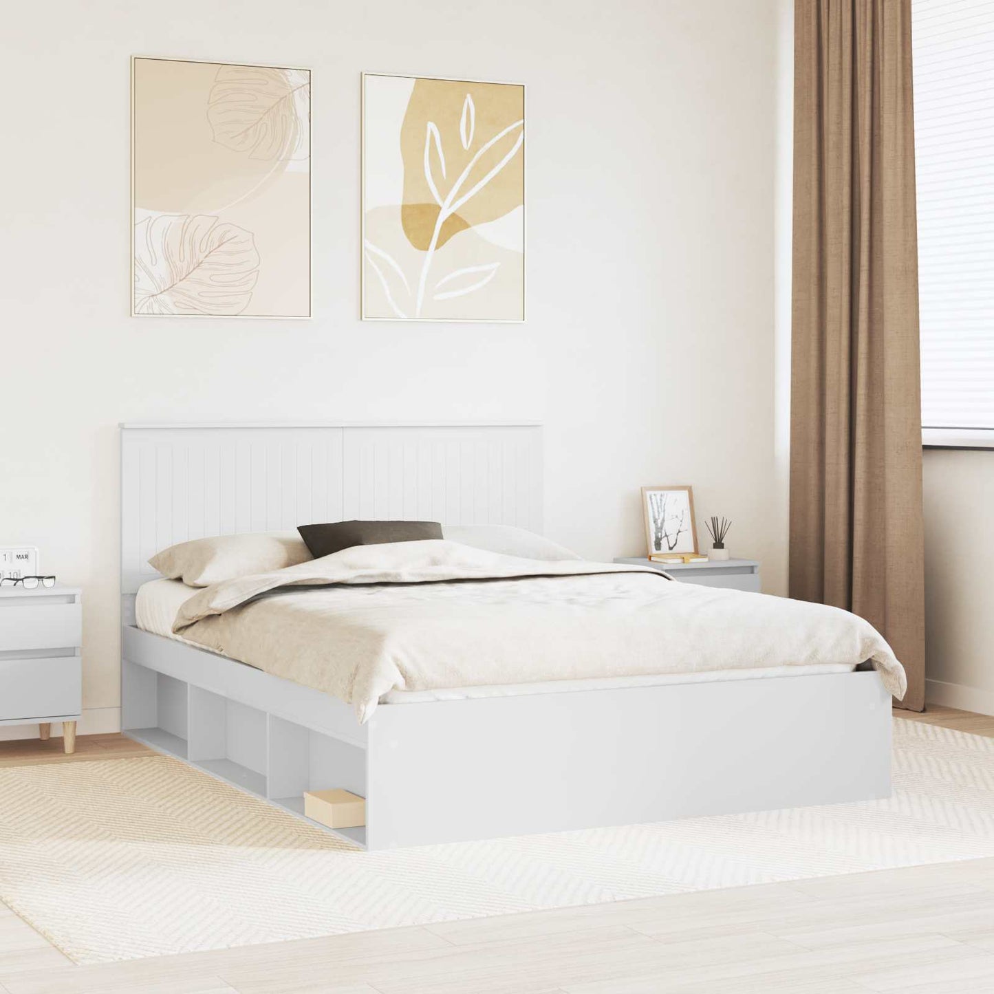 Struttura del letto Bianco 150 x 200 cm Pino massello | homemem39