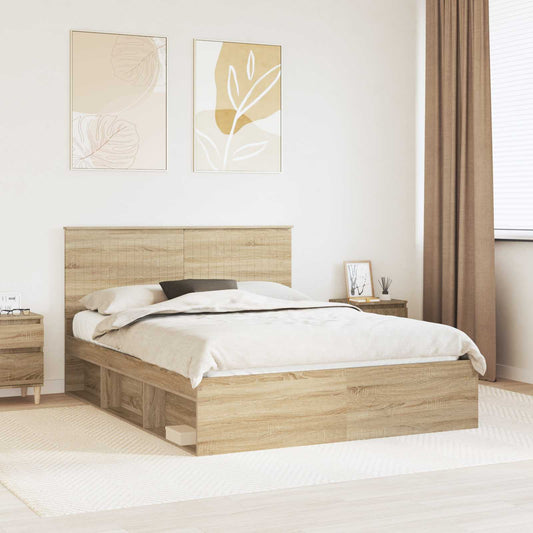 Struttura del letto Rovere Sonoma 150 x 200 cm Pino massello