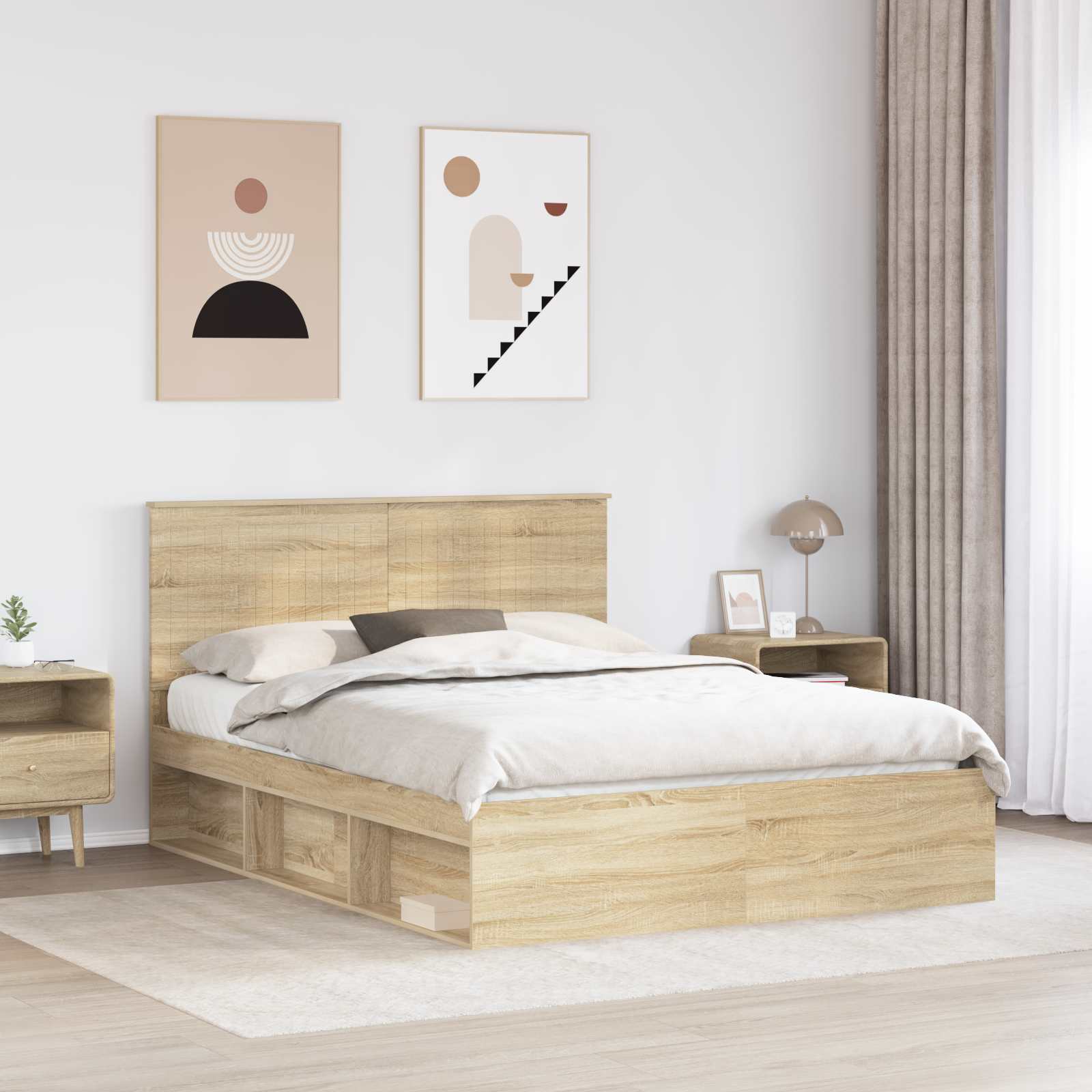 Struttura del letto Rovere Sonoma 150 x 200 cm Pino massello | homemem39