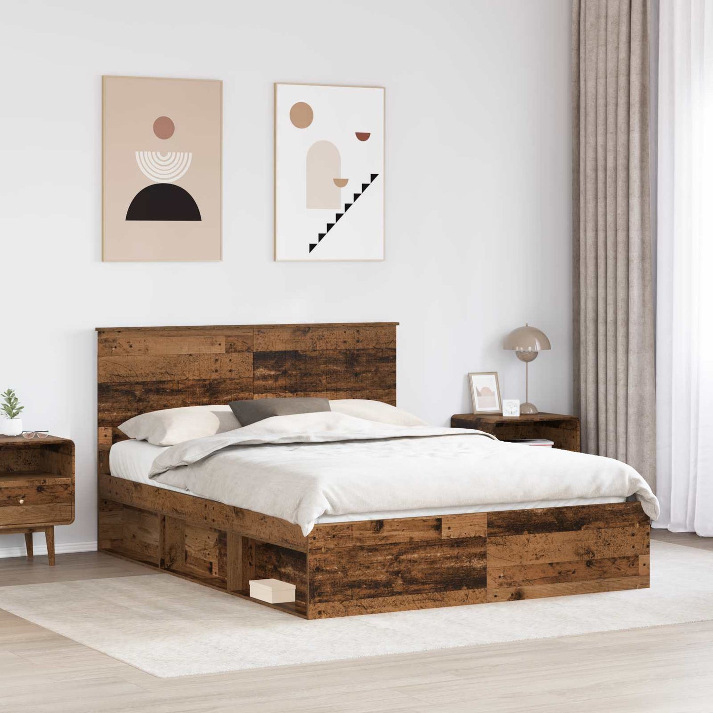 Struttura del letto Legno vecchio 150 x 200 cm Pino massello | homemem39