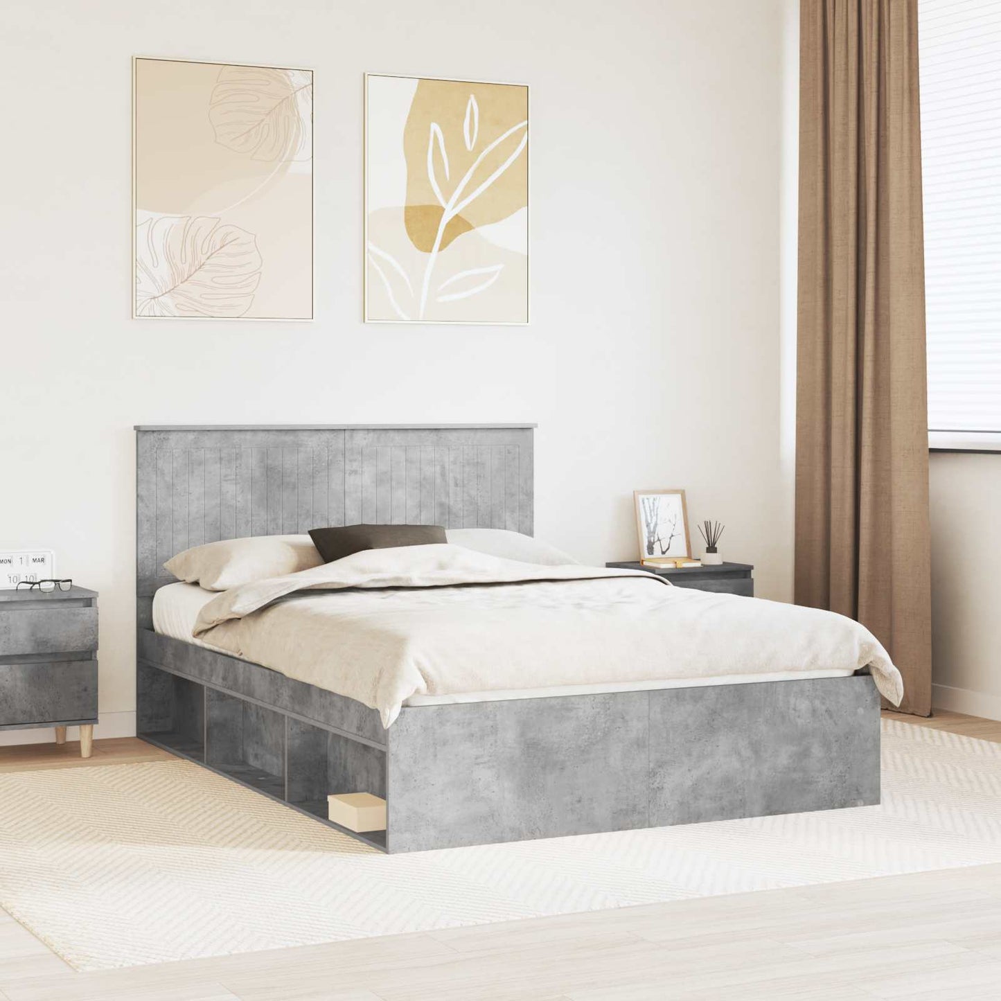 Struttura del letto Calcestruzzo 140 x 200 cm Pino massello | homemem39