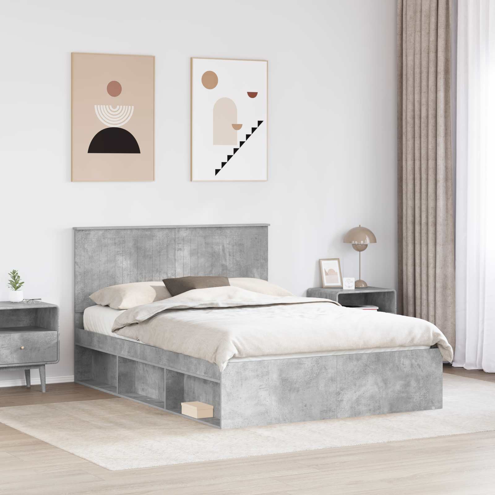 Struttura del letto Calcestruzzo 140 x 190 cm Pino massello | homemem39