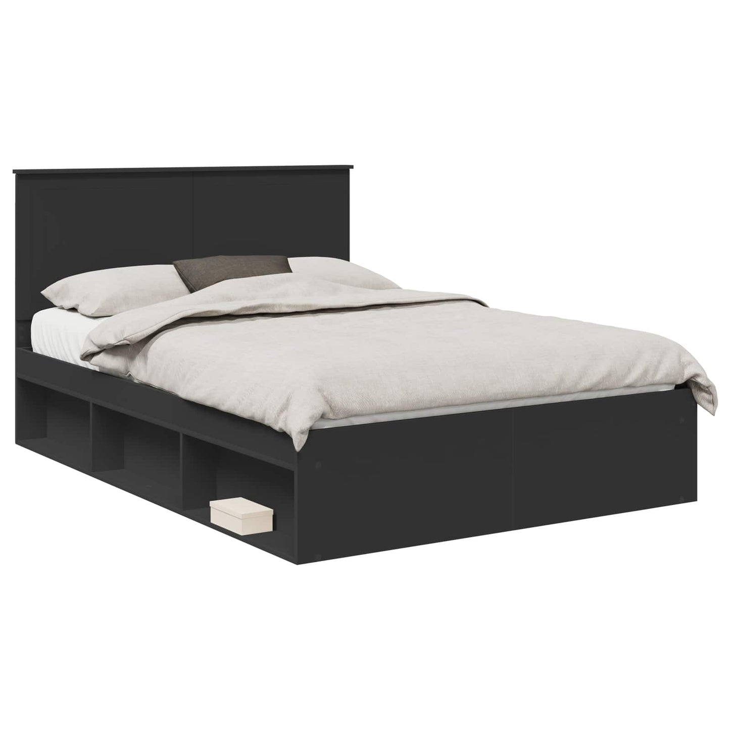 Struttura del letto Nero 135 x 190 cm Pino massello | homemem39