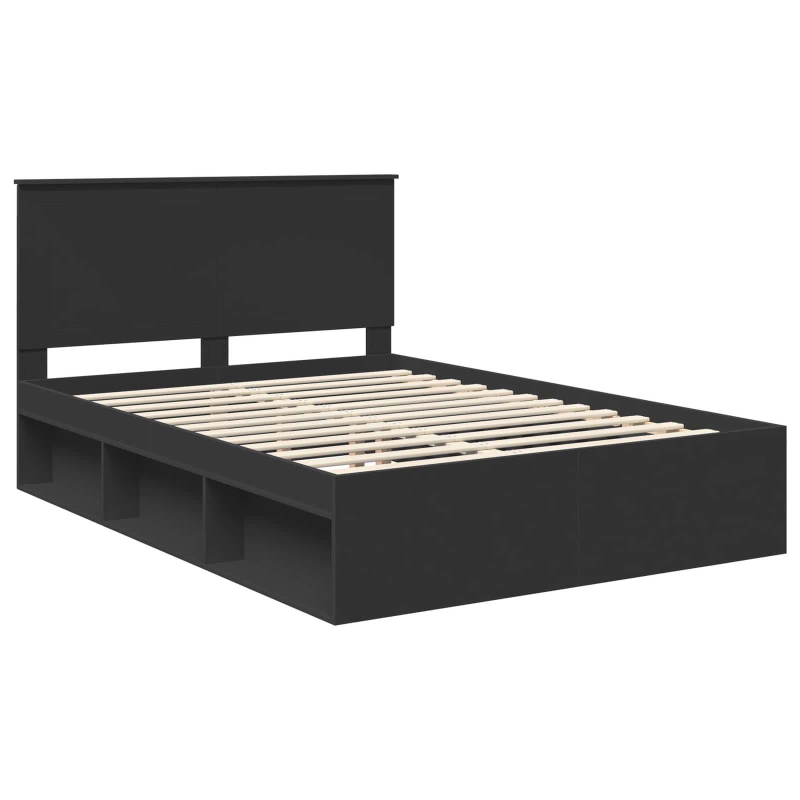 Struttura del letto Nero 135 x 190 cm Pino massello | homemem39