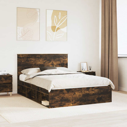 Struttura del letto Rovere fumé 135 x 190 cm Pino massello | homemem39