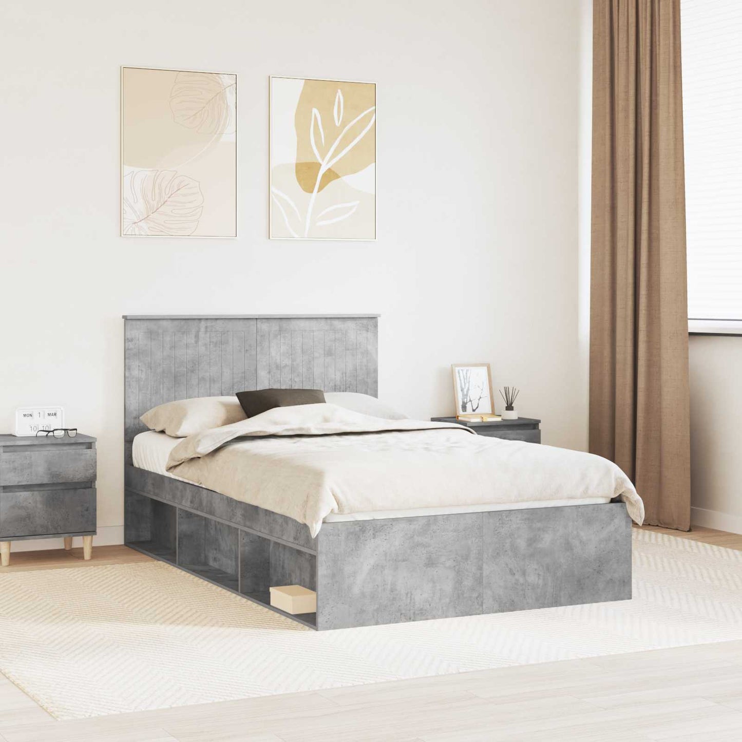 Struttura del letto Calcestruzzo 120 x 200 cm Pino massello | homemem39