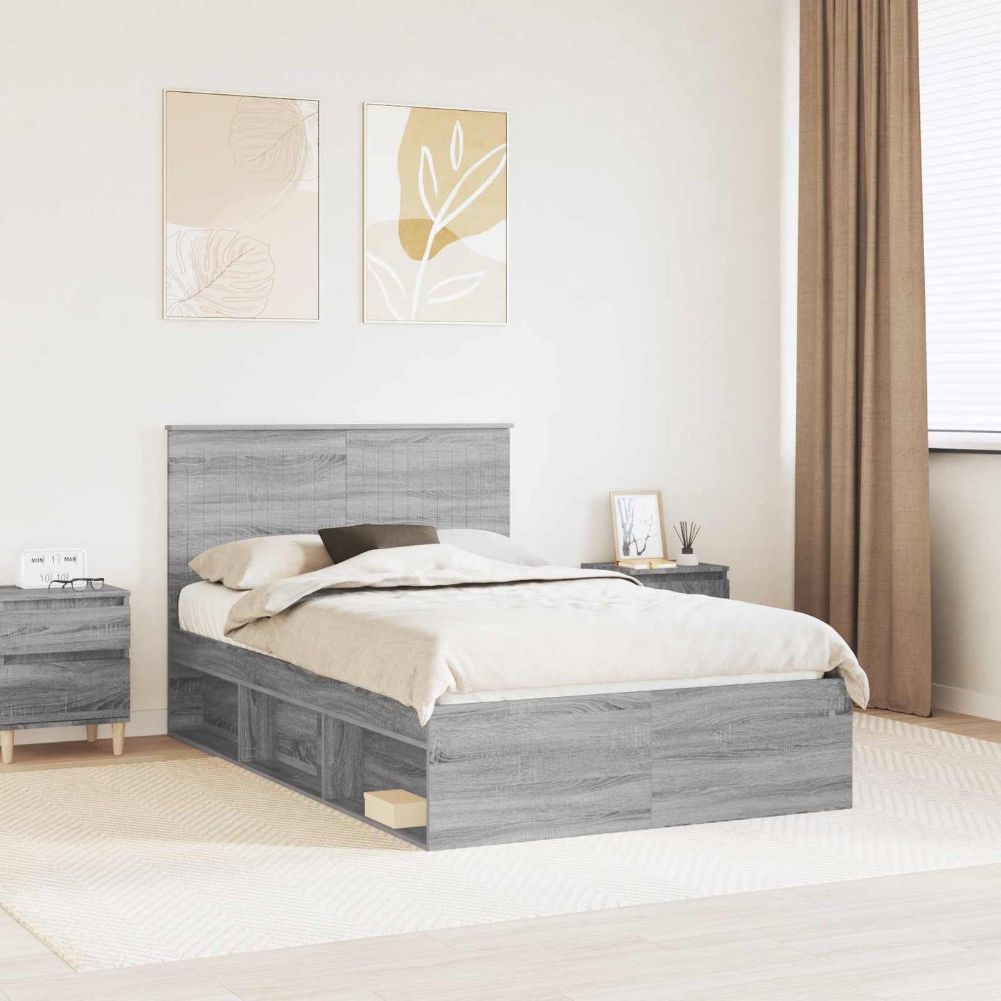 Struttura del letto Grigio Sonoma 120 x 200 cm Pino massello | homemem39