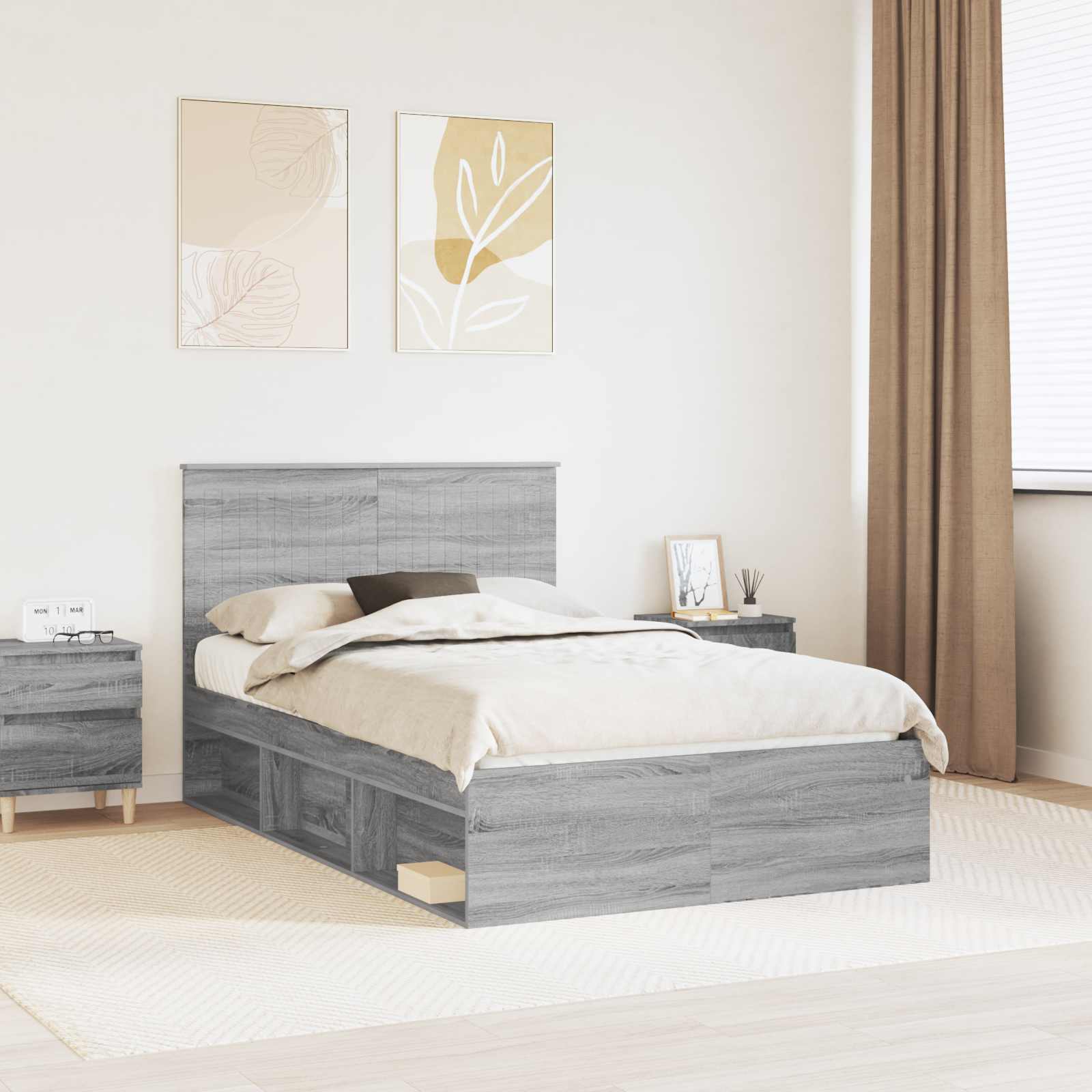 Struttura del letto Grigio Sonoma 120 x 200 cm Pino massello | homemem39