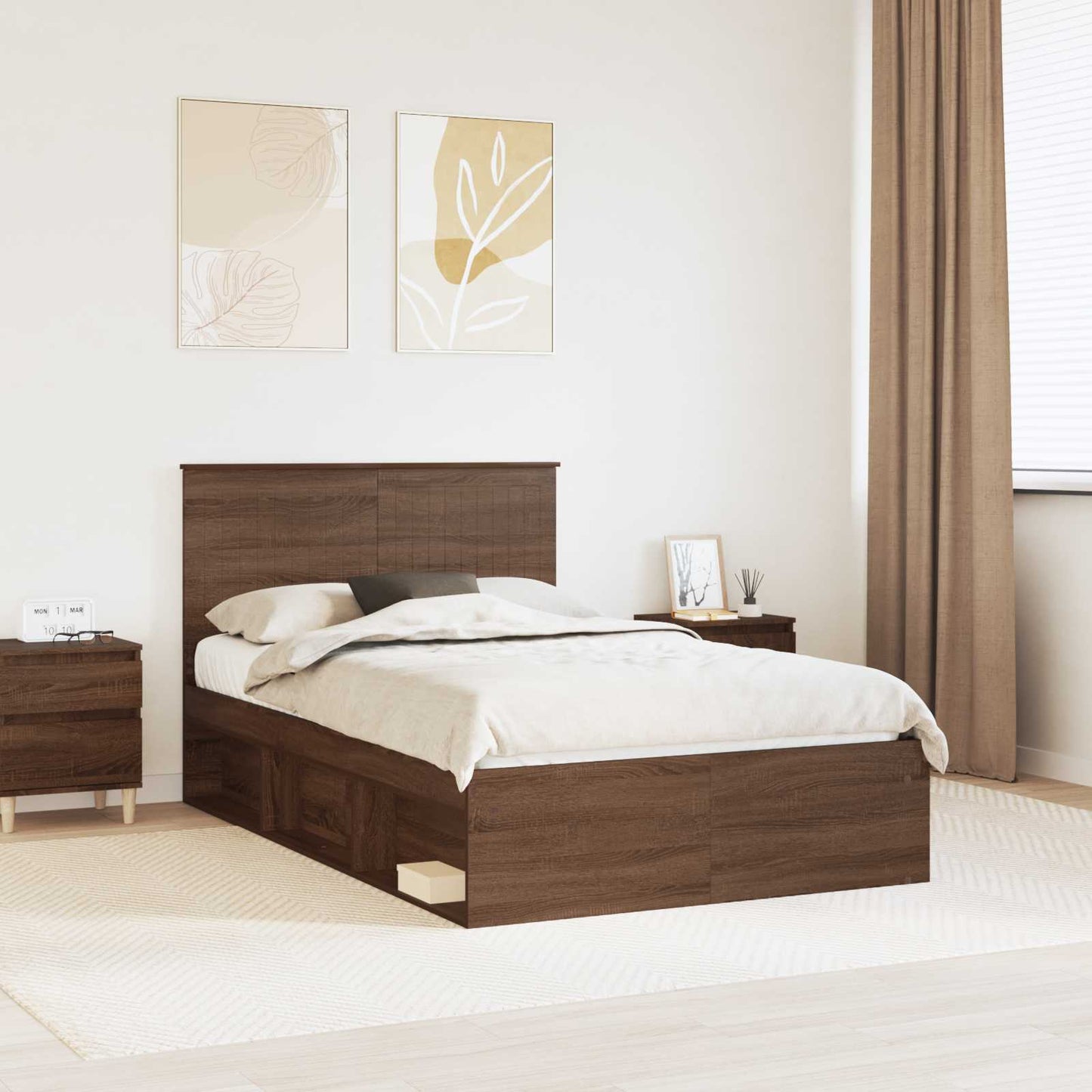 Struttura del letto Rovere Marrone 120 x 200 cm Pino massello | homemem39