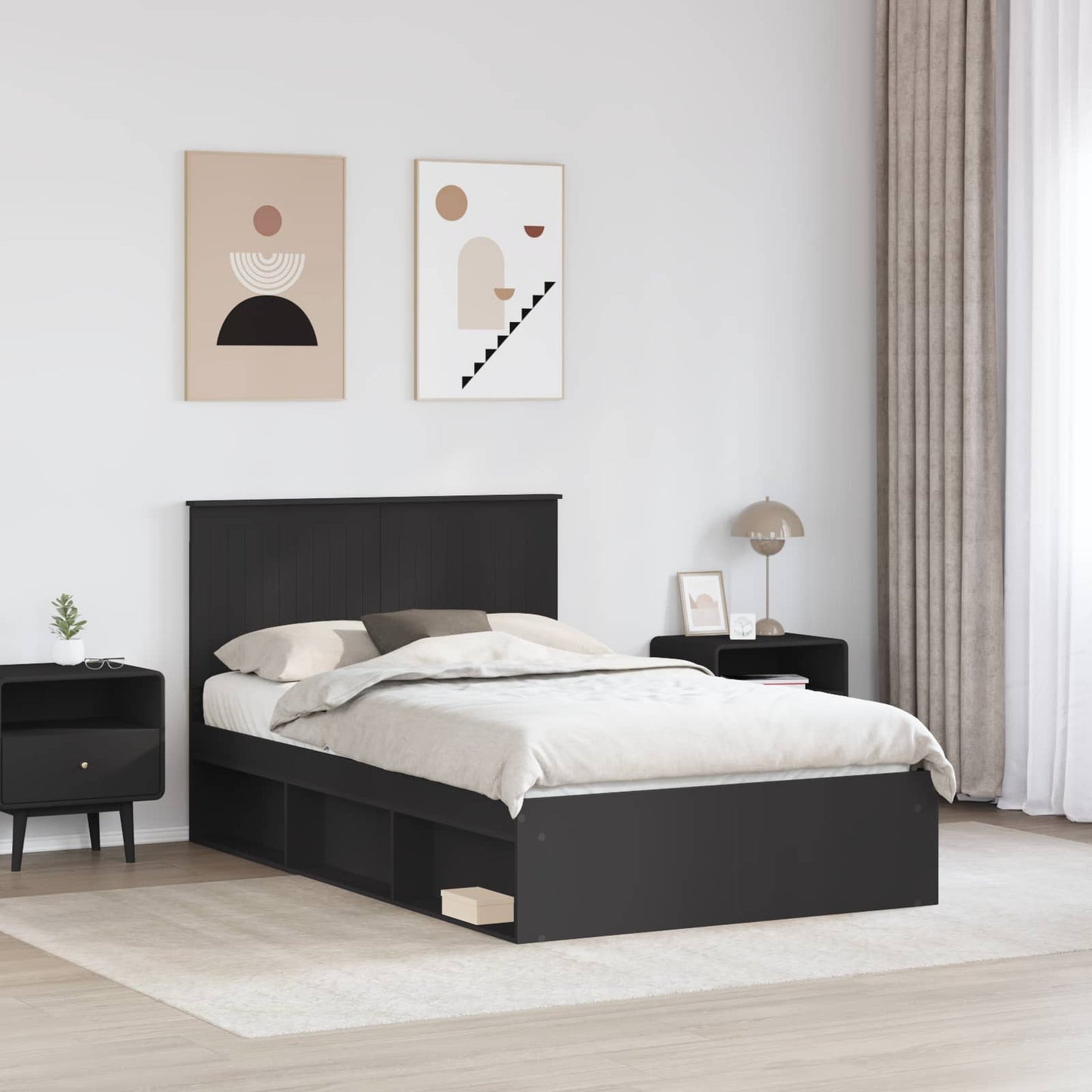 Struttura del letto Nero 120 x 190 cm Pino massello | homemem39